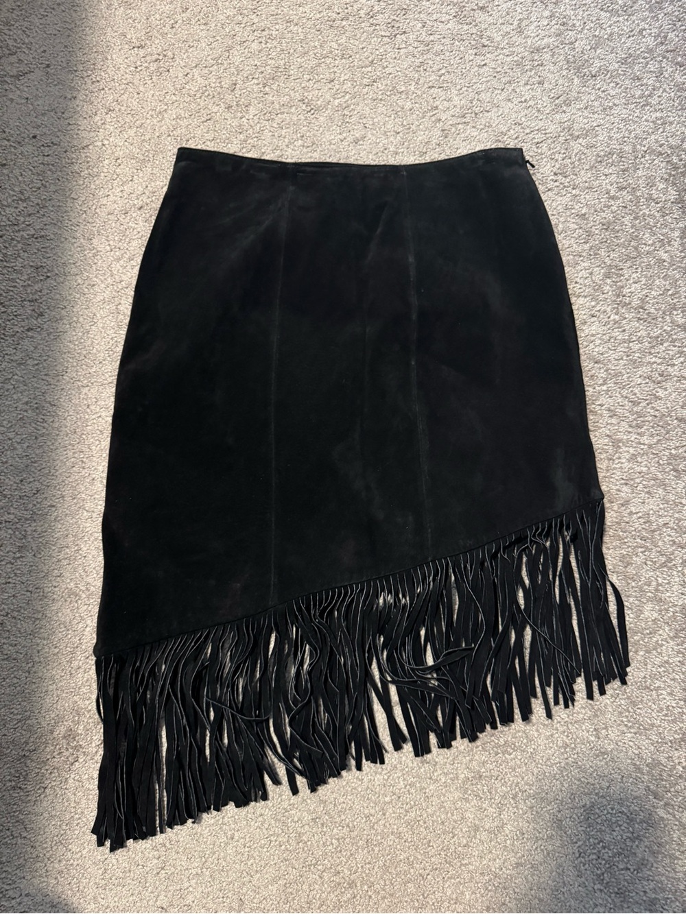 Lew Magram Black Suede Fringe Mini Skirt